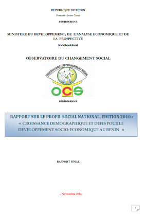 Profil social national, édition 2010 : « Croissance démographique et défis pour le développement socio-économique au Bénin »