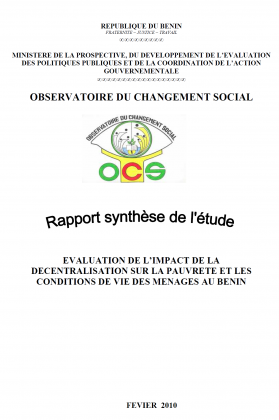 Impact de la Décentralisation sur la pauvreté et les Conditions de vie des ménages au Bénin