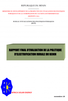 Evaluation finale de la politique d'électrification rurale du Bénin