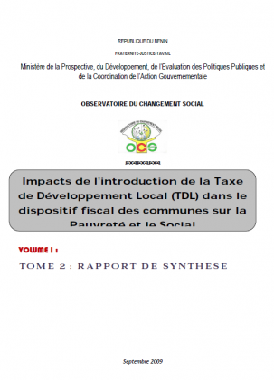 Impacts de l'introduction de la Taxe de Développement Local (TDL) dans le dispositif fiscal des communes sur la Pauvreté et le Social