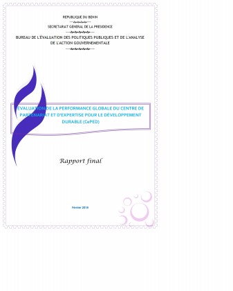 ÉVALUATION DE LA PERFORMANCE GLOBALE DU CENTRE DE PARTENARIAT ET D'EXPERTISE POUR LE DÉVELOPPEMENT DURABLE (CePED)
